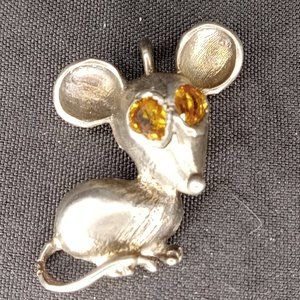 925 Handcrafted Pear Shape Sapphire Solid Sterling Silver Mouse Pendant